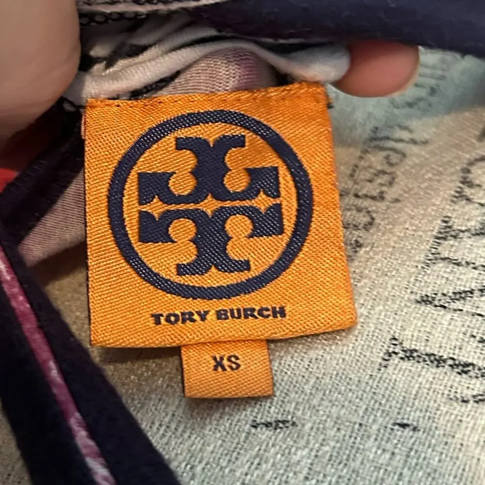 Tory burch Allison knit tank dress lightweight purple stripes abstract sz XS